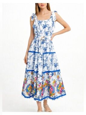 Tuckernuck Emily Lovelock Blue and White Floral Sundress size XS